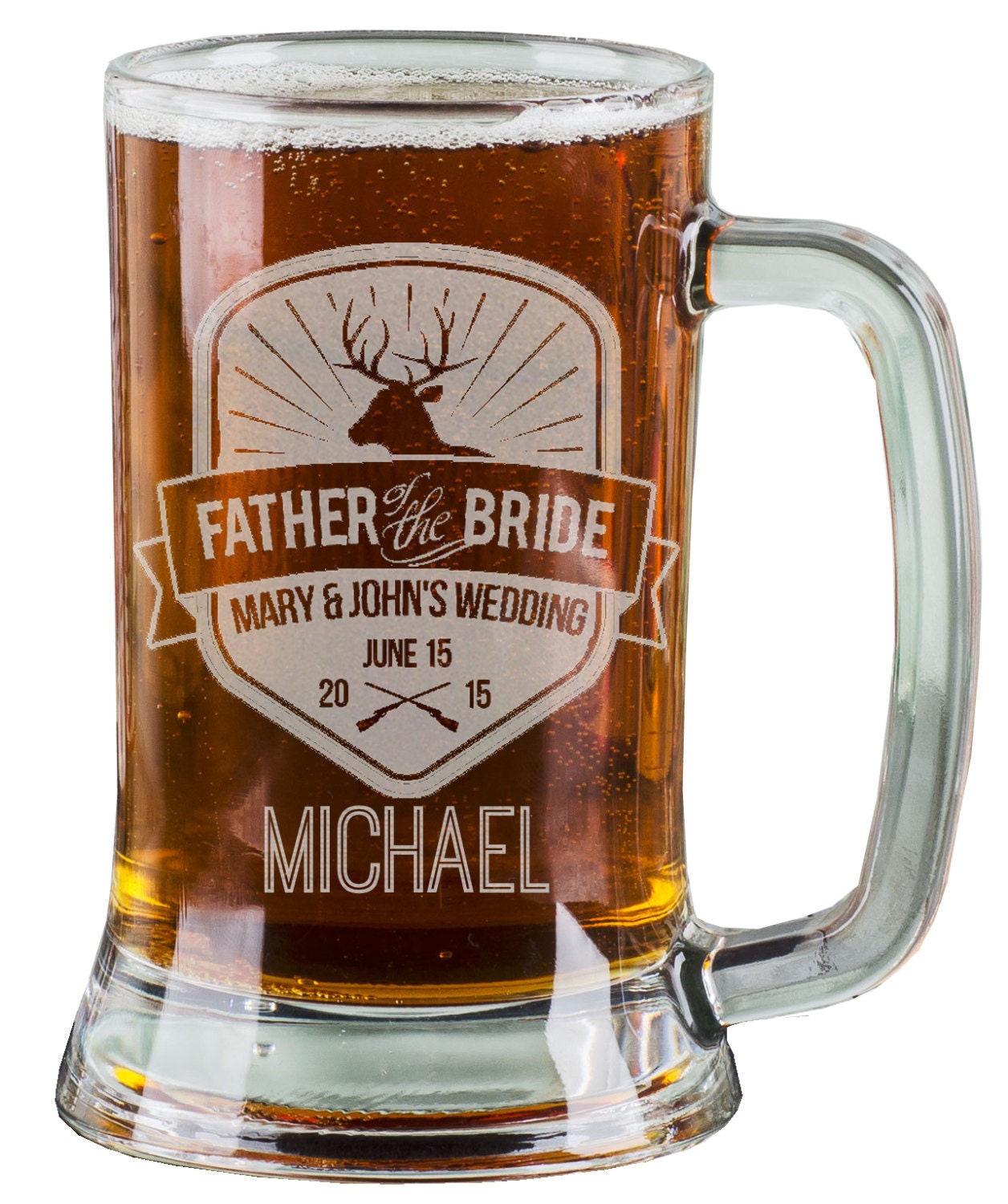 16 Oz Buck Hunter Groomsman Beer Mugs Wedding Party Hunting