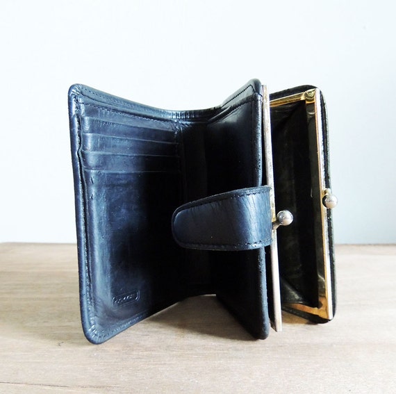 Vintage Black Leather Coach Wallet Small