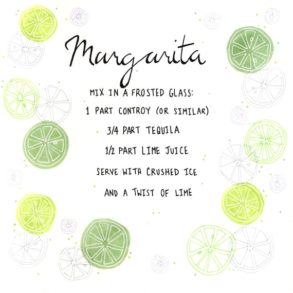 Margarita Recipe Drink Recipe Wall Art Printable