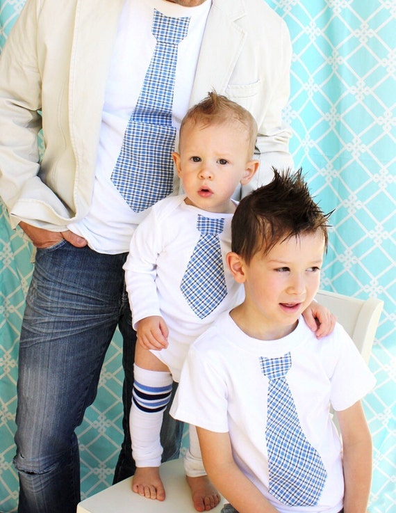 Father's Day 3 Piece Gift Set. Tie Shirts for Daddy, Son, and Baby. Photo Prop, Baby Boy, Coming Home Outfit, Birthday, Gender Reveal, Gift by ChicCoutureBoutique