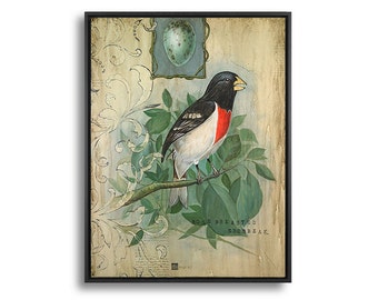 Bird Canvas Print, Bird Artwork, Farmhouse Home Decor, Farmhouse Artwork, Vintage Bird Prints, Nature Art, Bird Wall Art, 18x24 Print