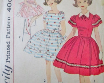 Simplicity 3292 Girls 50s Party Dress Sewing Pattern Size 10 Breast 28