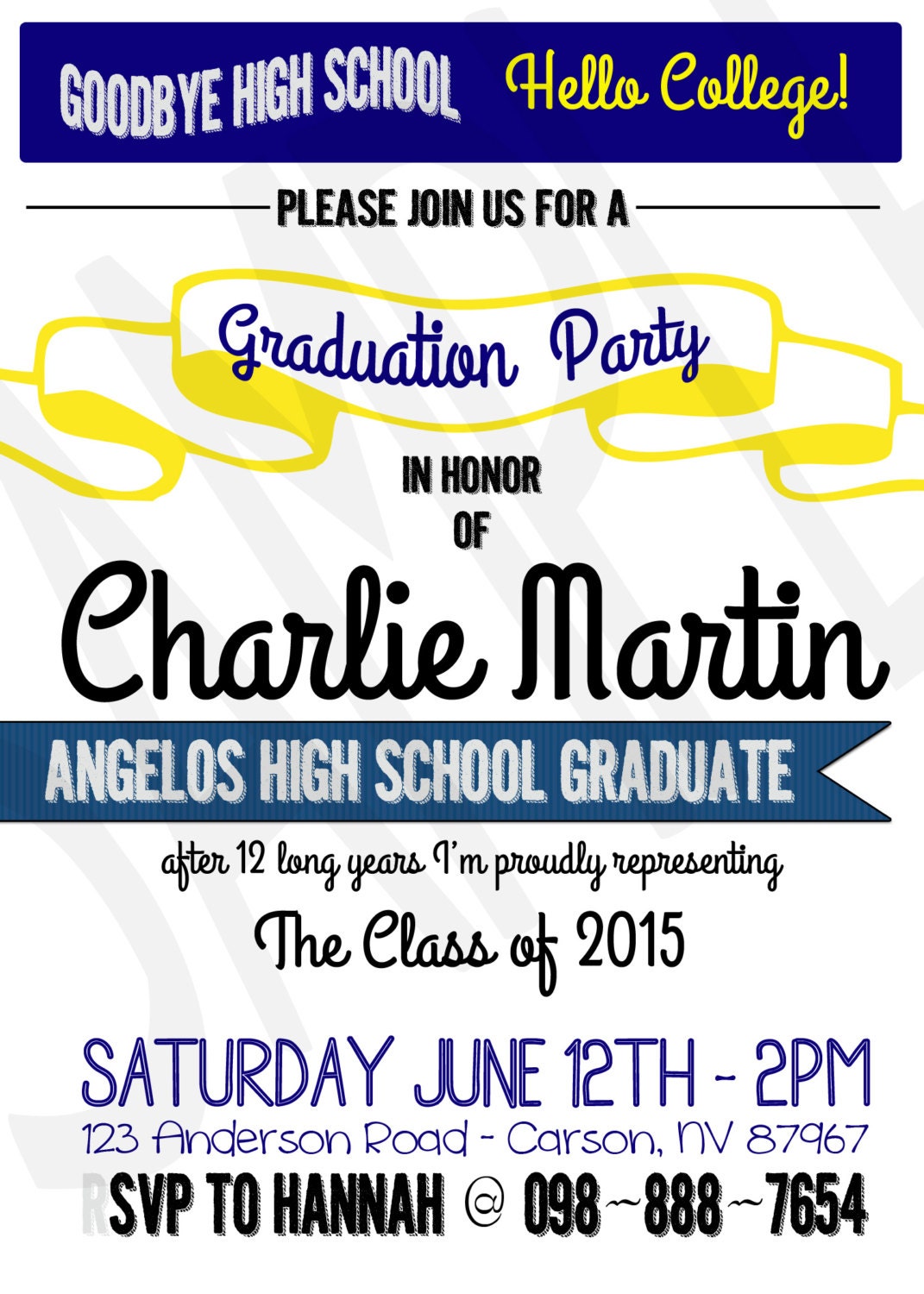 Senior High School Modern Simple Printable by EventsYouCanPrint