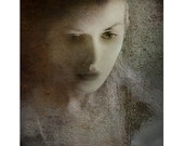 Masks On, a portrait of a woman, original fine art print, texture screen, brown cream blue, Masks On, a portrait of a woman, original fine art print, texture screen, brown cream blue,