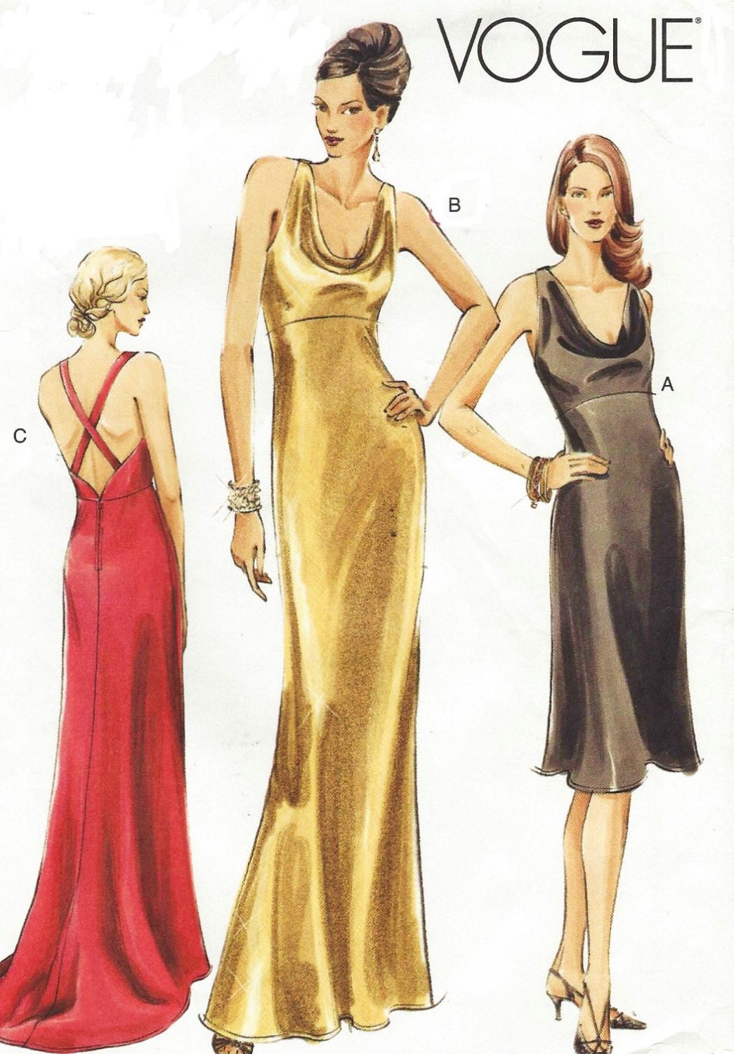 OOP Vogue Sewing Pattern V8113 Womens Bias Cut Evening Gown