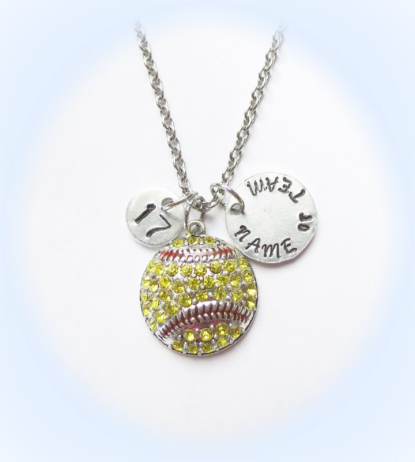 Ultra Personalized Softball Necklace Jewelry to add a Name