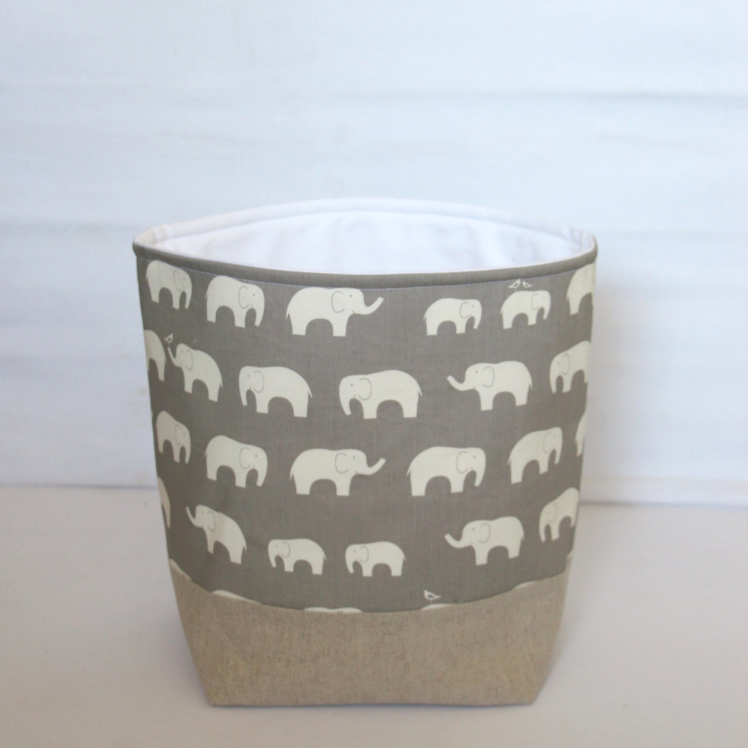 Storage Basket Larger Style Grey Elephants