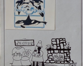 Rare Meredith Mark ORCA WHALES Marine - Counted Cross Stitch Pattern Chart