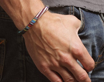 Gifts for men - Mens Jewelry - Mens Bracelet. Cord bracelet for men. Adjustable bracelet. Surfer cali style layering bracelet - Made in USA.