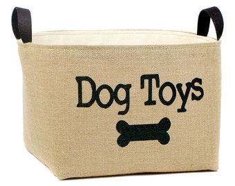 Dog Toys Burlap Storage Basket
