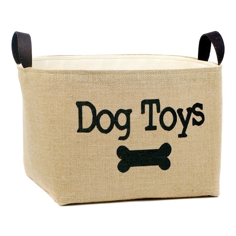 Dog Toys Burlap Storage Bin