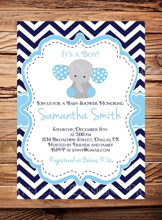 Elephant Baby Shower Invitation Baby Shower Elephant Invite