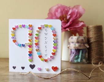 90th Birthday Card - Handmade Age 90 Card - Personalised - Ninety - Ninetieth Birthday - Personalized - Age 90- Mum - Dad - BHA90