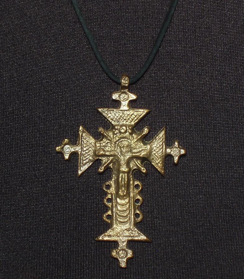 UKRAINIAN Hutsul metal cross pendant traditional folk art