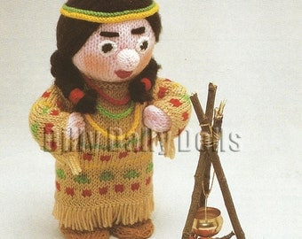 Anne Carol Creations Woolly Wotnots No 24 THE SQUAW Toy Doll Ornament Knitting pattern