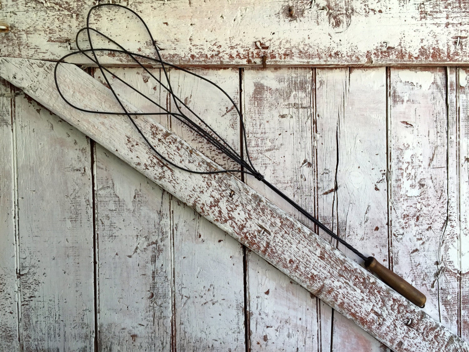 Antique Rug Beater Looped metal and Wood Primitive Rustic