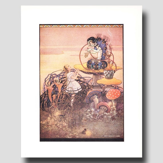 Alice in Wonderland Hookah Pipe Vintage Fantasy Art Print