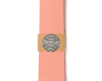 Coral necktie - Wedding Mens Tie Skinny Necktie organic cotton- Laid-Back necktie