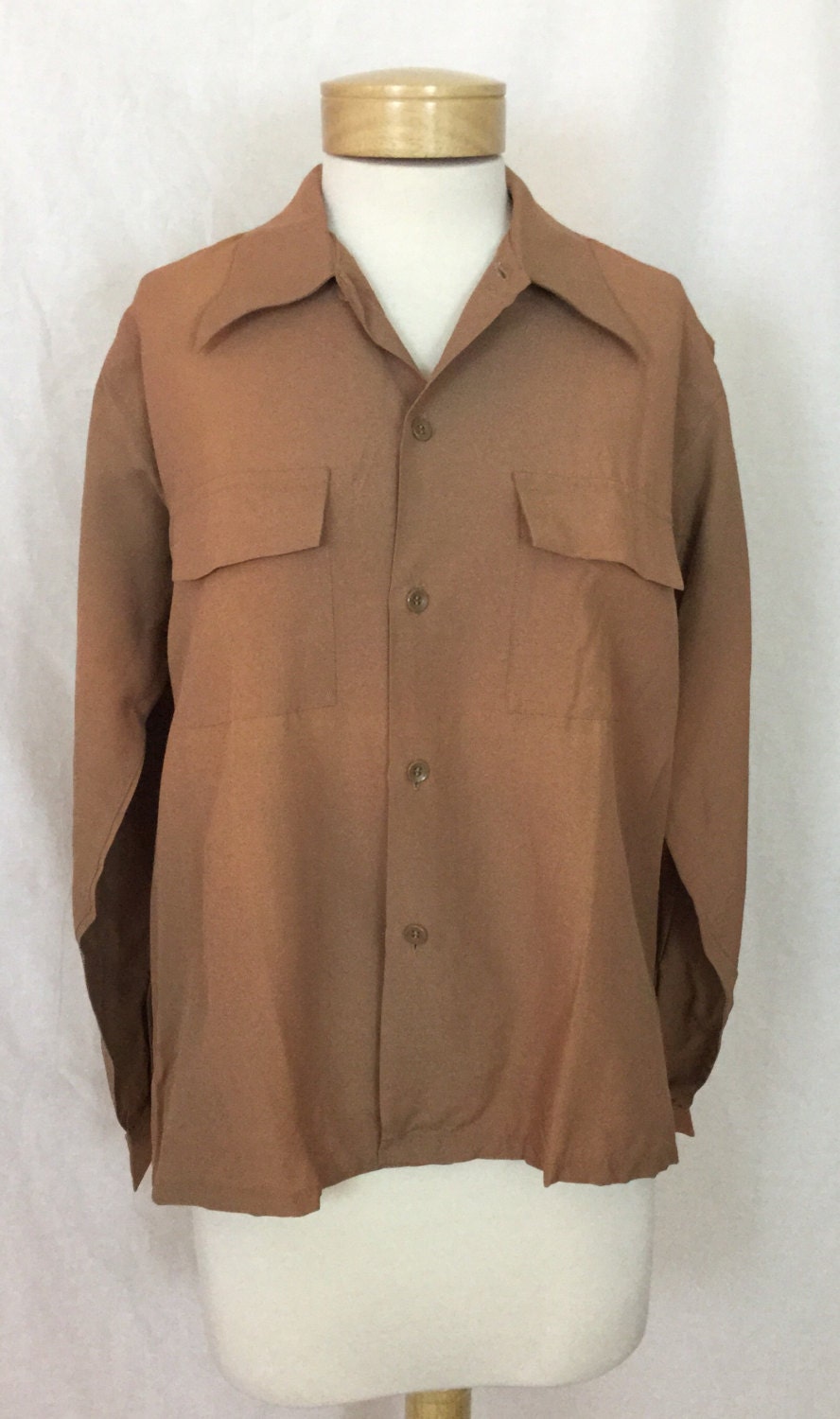 Vintage 40s Men’s Faille Square Flap Pocket Shirt Heavy Shantung Look M ...