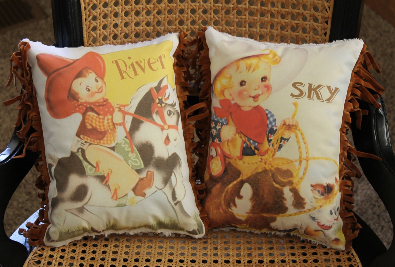 Cowboy Pillows U CHOOSE Vintage Western Images Free