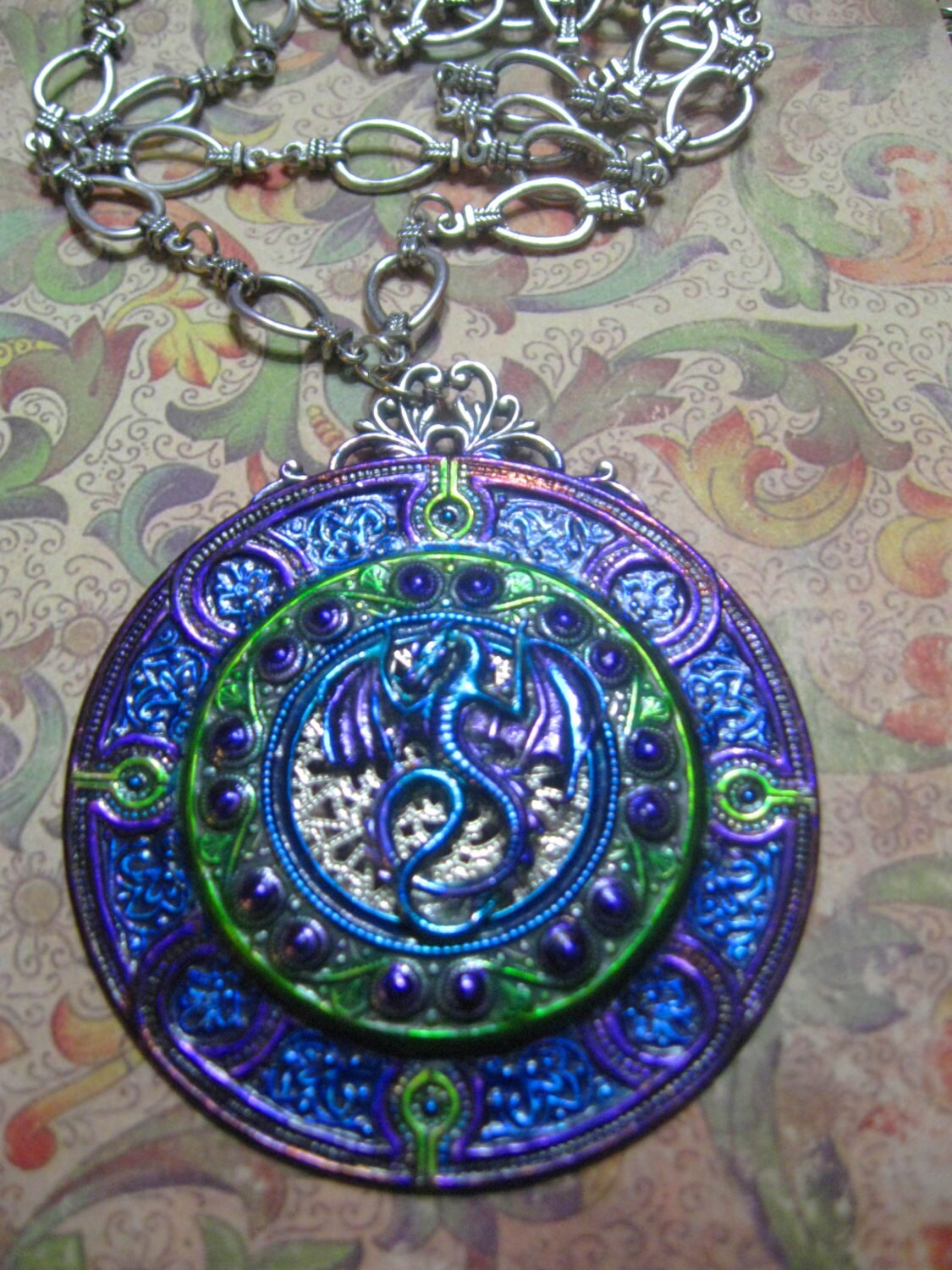 Ancient magic Blue dragon amulet on 42 inch by ...