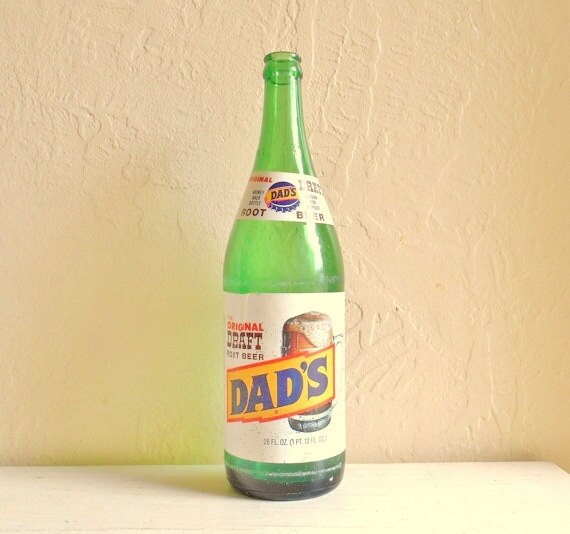 Large Vintage Green Glass Soda Pop Bottle Dad's Root Beer