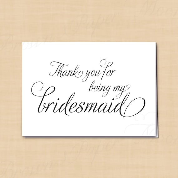Thank You for Being My Bridesmaid Printable Wedding Card