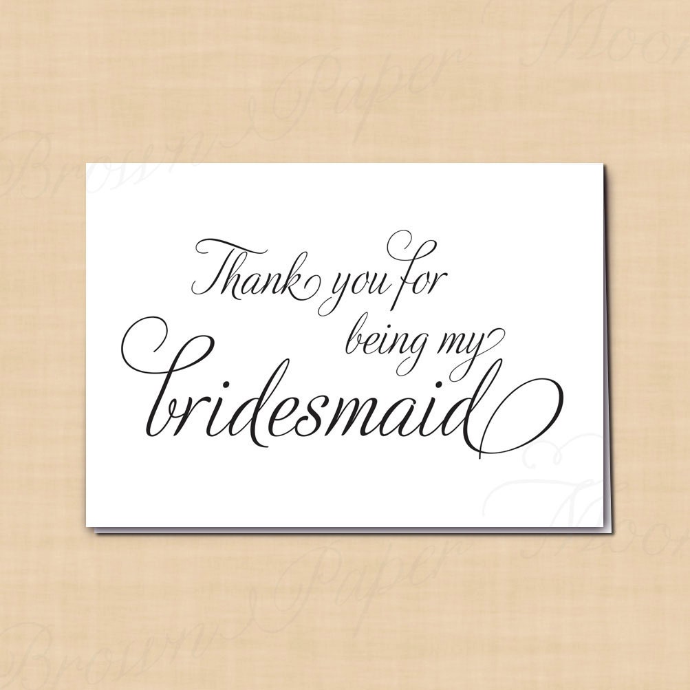 Thank You For Being My Bridesmaid Printable Wedding Card