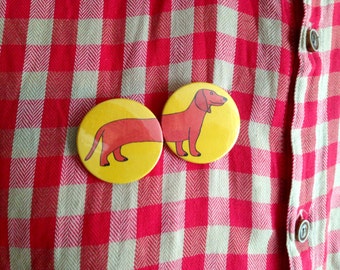 Sausage Dog Badges, Wiener Dog Button Badges, dachshund dog buttons, cute sausage dog pin button badges, funny badge pack, party bag fillers
