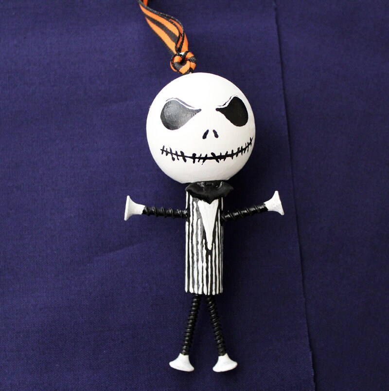 jack skellington christmas ornament folkart style wooden jack skellington christmas ornament folkart style wooden