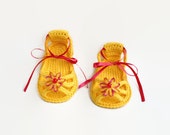 Items similar to Yellow baby sandals Yellow baby shoes Yellow baby ...