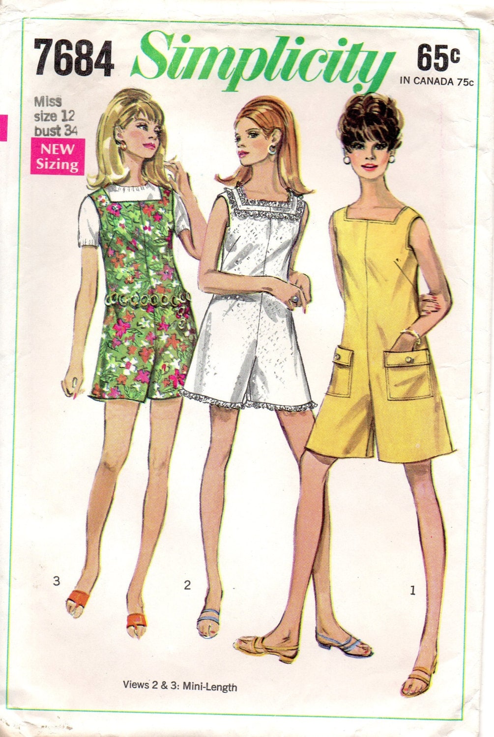 Retro 60s Fashion Sewing Pattern Simplicity 7684 One Piece