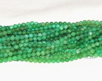 Australia Chrysoprase 4-4.5mm Round Gemstone Beads - 15.75" Strand