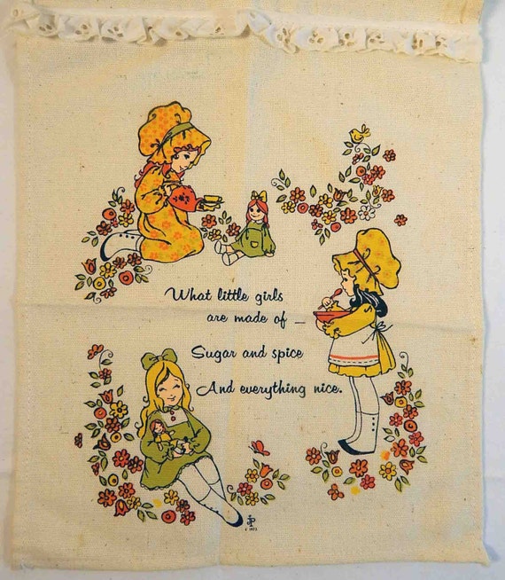 Items similar to Vintage Holly Hobby Style Girl's Wall Hanging, Sugar ...