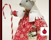 Christmas Mouse -Made To Order, Winter Mouse Holiday Decoration, Primitive Country Mice