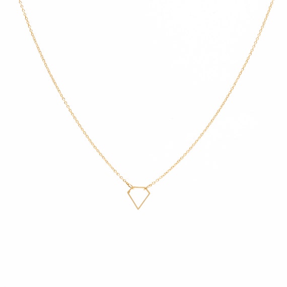 Little Diamond necklace. Minimalist necklace. Gold plated