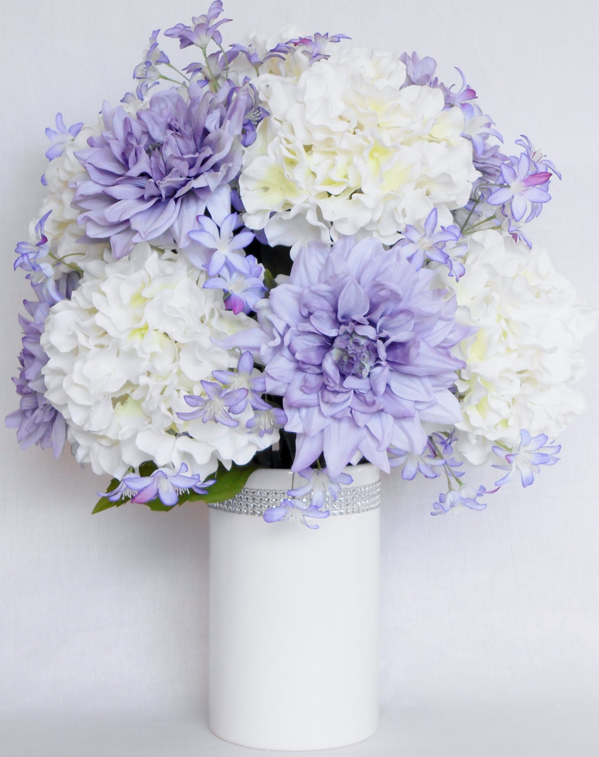 Artificial Flower Arrangement Lavender Dahlias White