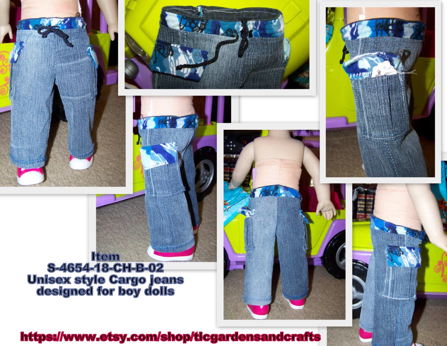 18 inch Boy Doll jeans Unisex AG Doll Cargo pants American