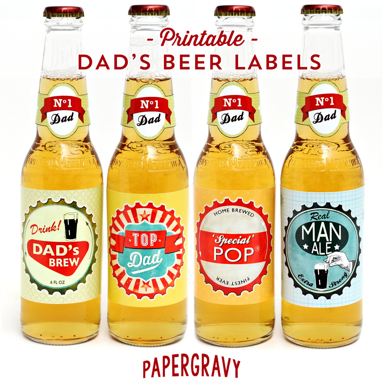 PRINTABLE Fathers Day Beer Bottle labels and gift tags