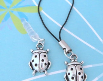 Ladybug Charm Lanyard, Dust Plug, Clip-On Charm, or Zipper Pull - Lady Bug Phone Charm, Planner Charm, Vape Charm - FLAT RATE SHIPPING