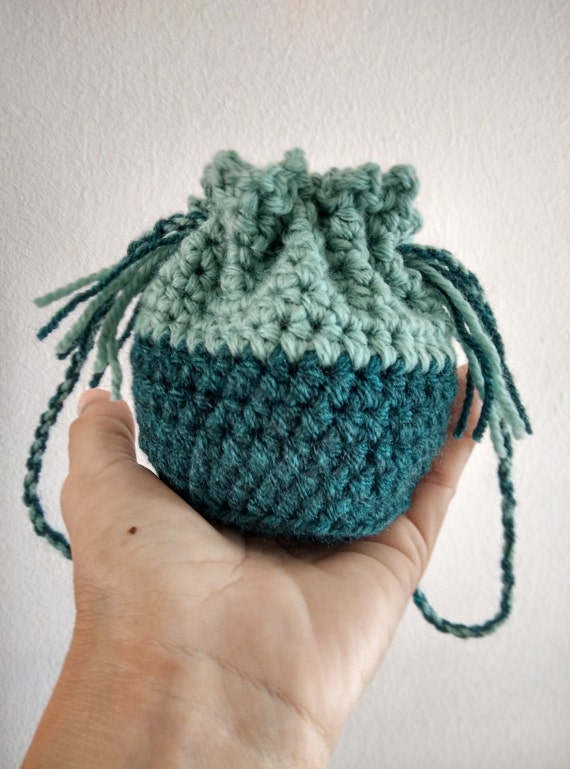 Crocheted Mini Drawstring Coin Purse Change Purse by RainbowKnit