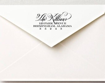 Custom rubber stamp mounted wooden handle return address stamp