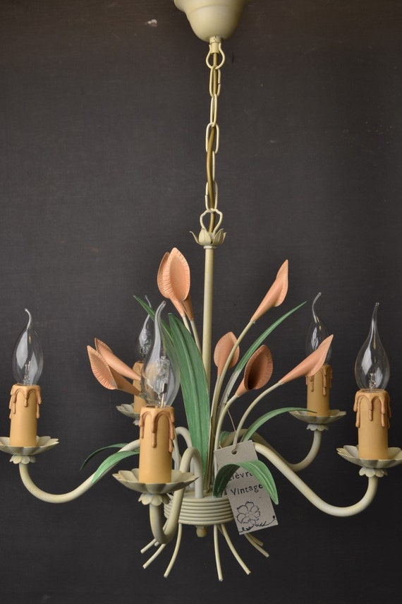 Tole flower chandelier with tulips