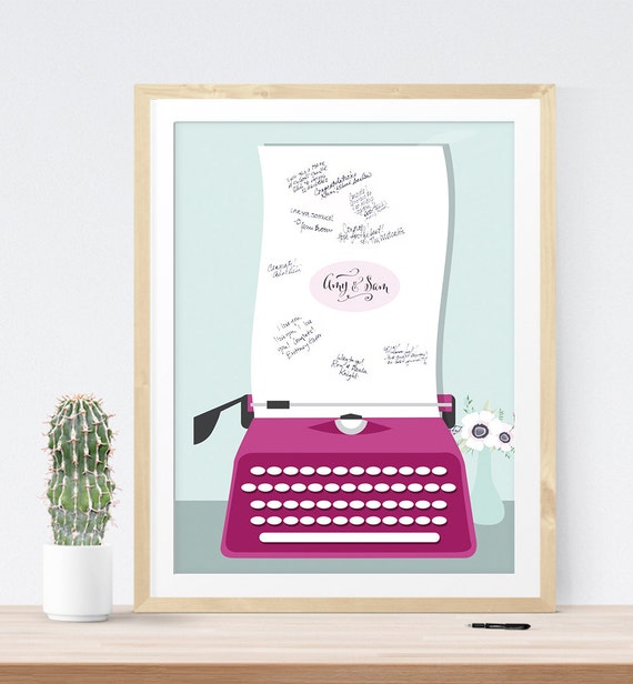Items similar to Vintage Typewriter Wedding Guest Book Sign, Guestbook alternative poster fun