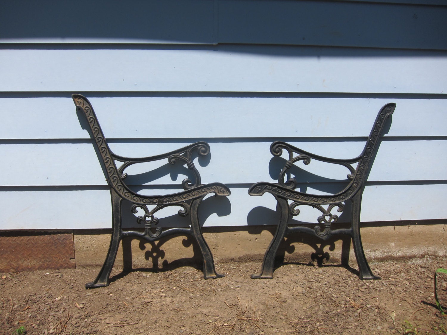 Cast Iron Bench legs Pair Vintage Ornate Antique Bench Sides