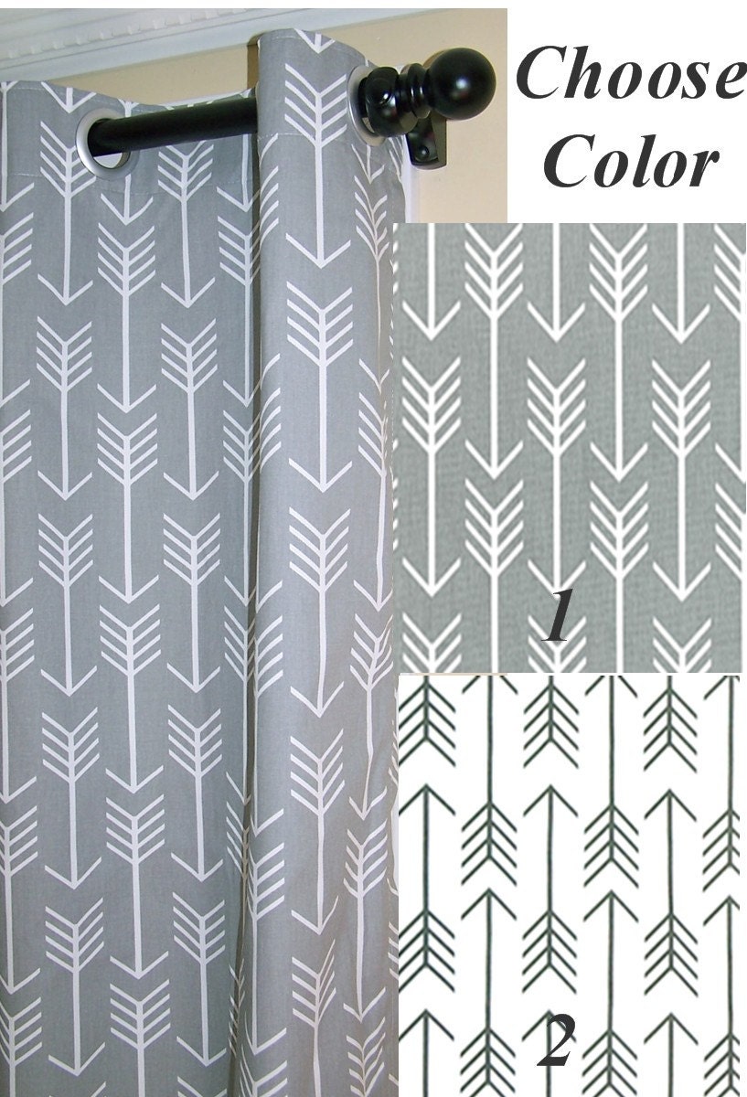 BLACKOUT LINEDGrey Arrows Curtains With by Cathyscustompillows