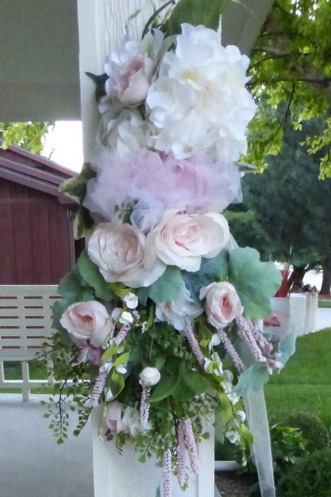 Wedding floral swags for Arbor Floral tiebacks for Arbor