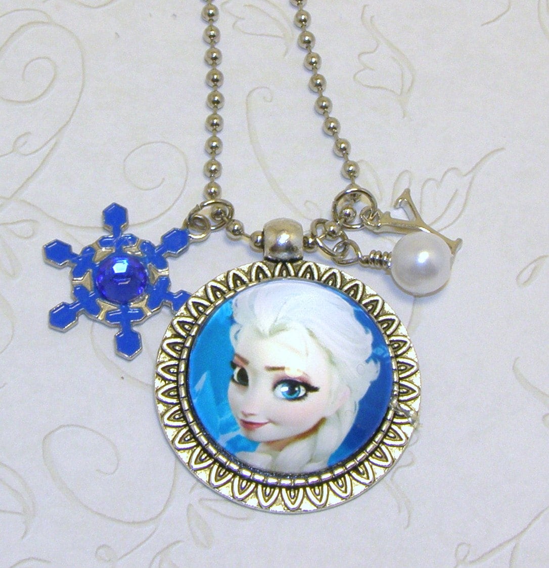 Disney's Frozen Necklace With Initials Pearl by CharmedElegance