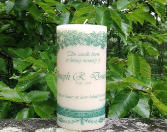 Evergreen Memorial Candle; Personalized Candles; Sympathy Gift; In Loving Memory; Memory Candle; Wedding Memorial Candle; Memorial Gift