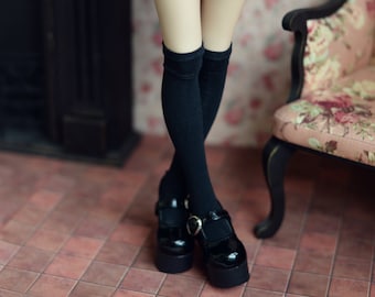 Knee-length socks black for doll 1/4 slim msd minifee